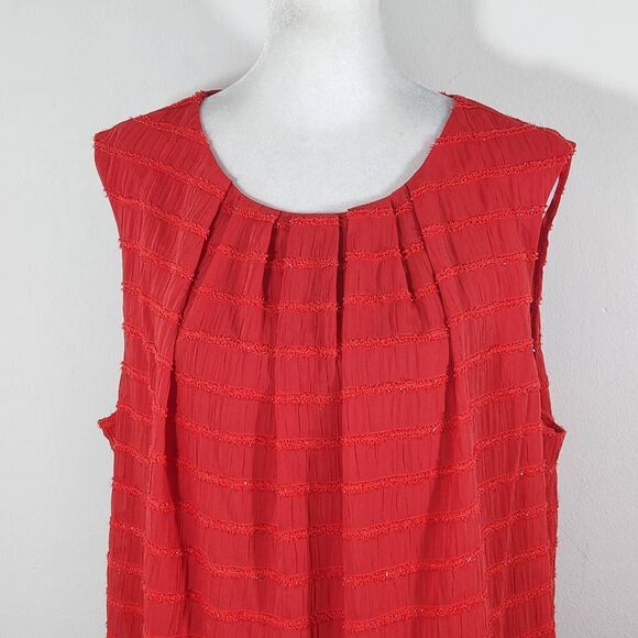 Liz Claiborne Red Sleeveless Top with Bubble Hemline and Sparkly Accents Size 1X - Picture 4 of 9